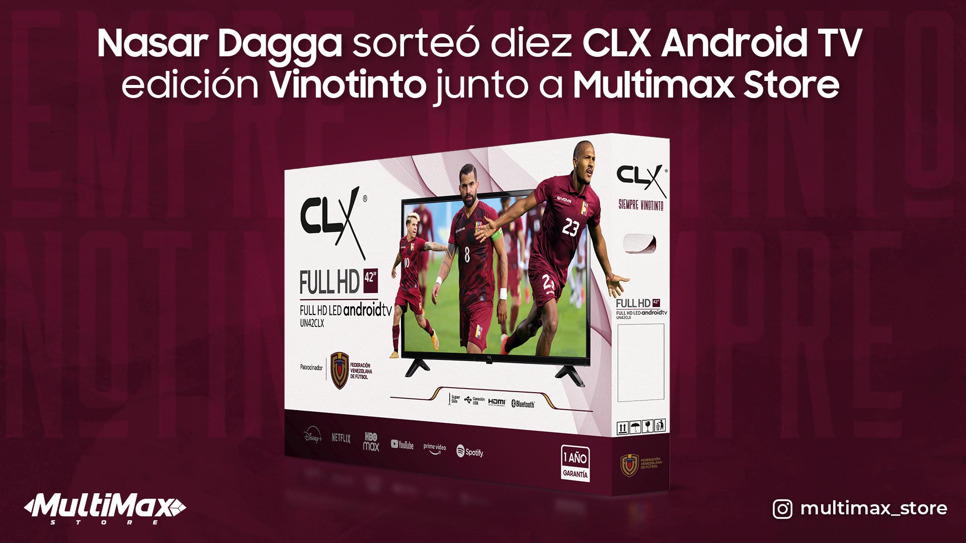 Nasar Dagga sorteó diez CLX Android TV edición Vinotinto junto a Multimax
